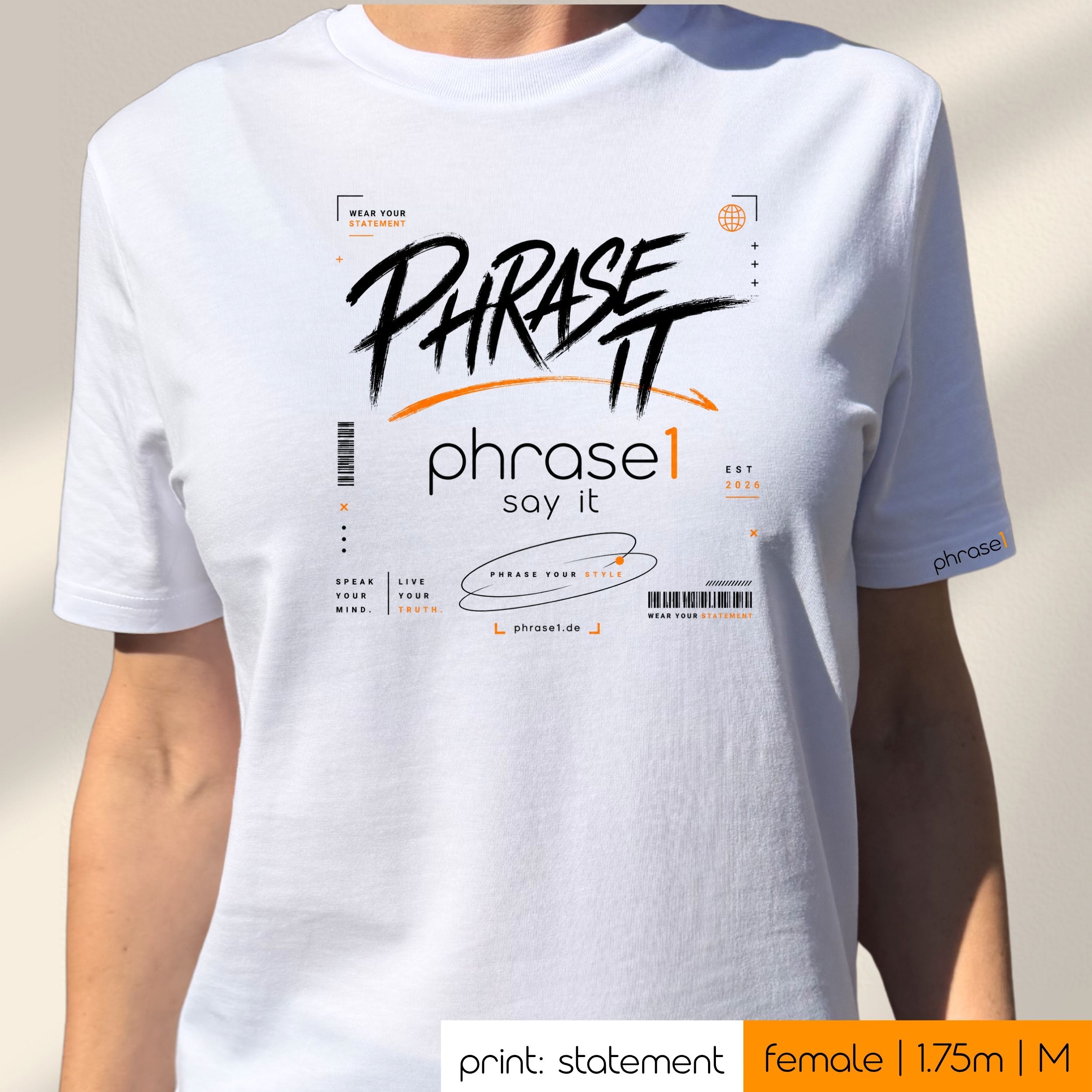 Premium T-Shirt mit Visual "p1 streetwear - phrase it"